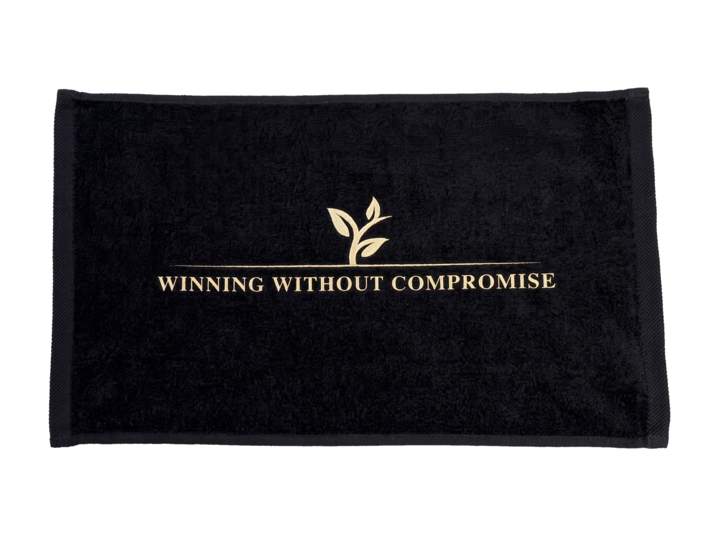 Black Winning Without Compromise gym towel